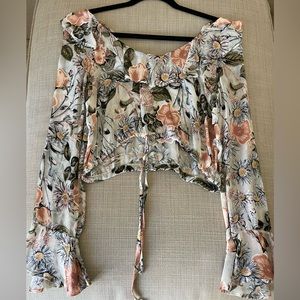 For Love & Lemons Silk Floral Blouse size xs